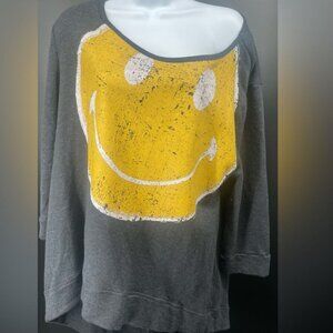 T Party Oversized Smiley Face Top With Open Back